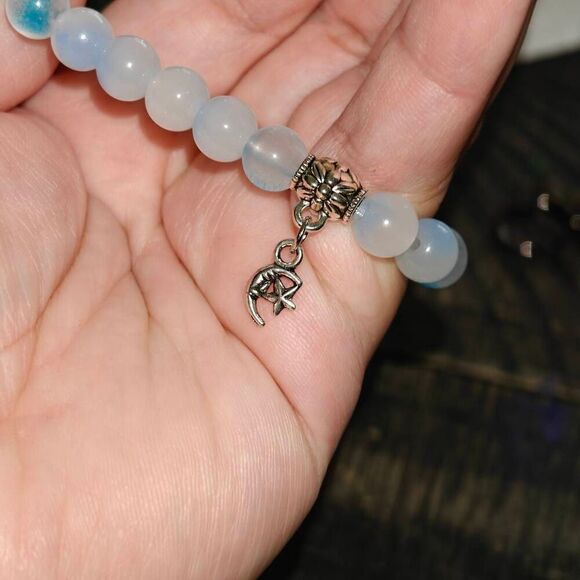 Blue Ombre Glass Beaded Stretch Bracelet - Picture 3 of 3